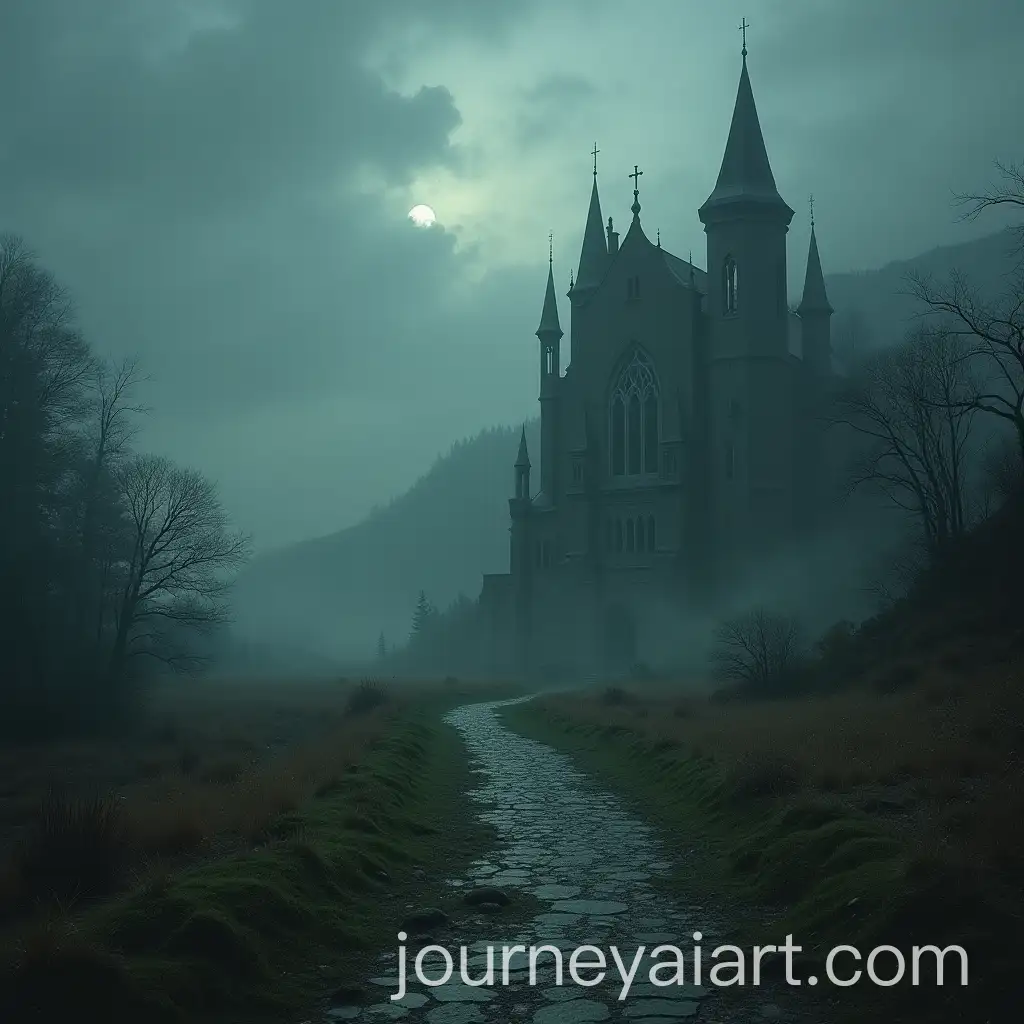 Gothic-Castle-in-Ancient-Mythical-Landscape