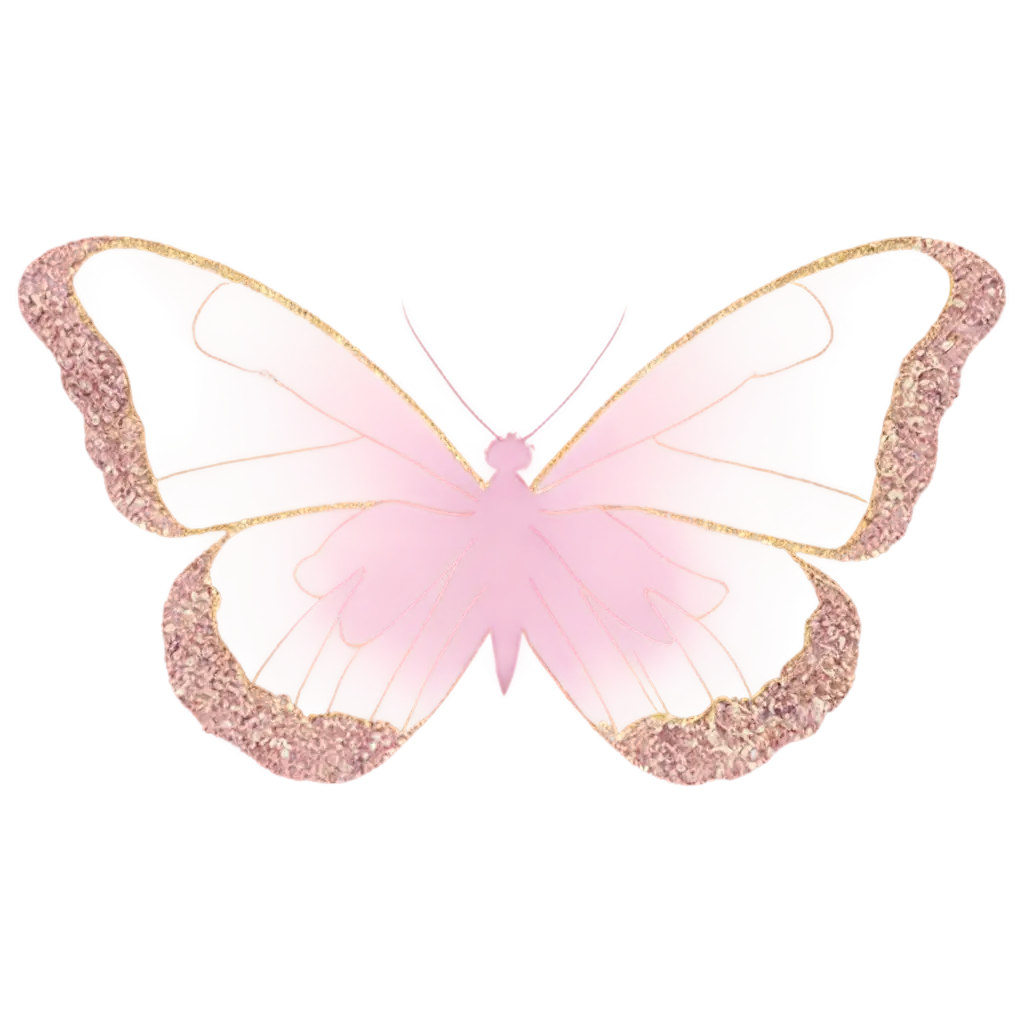 Shaded-Pink-Butterfly-with-Gold-Glitter-Outline-PNG-Image-Sparkling-Elegance-in-Digital-Art