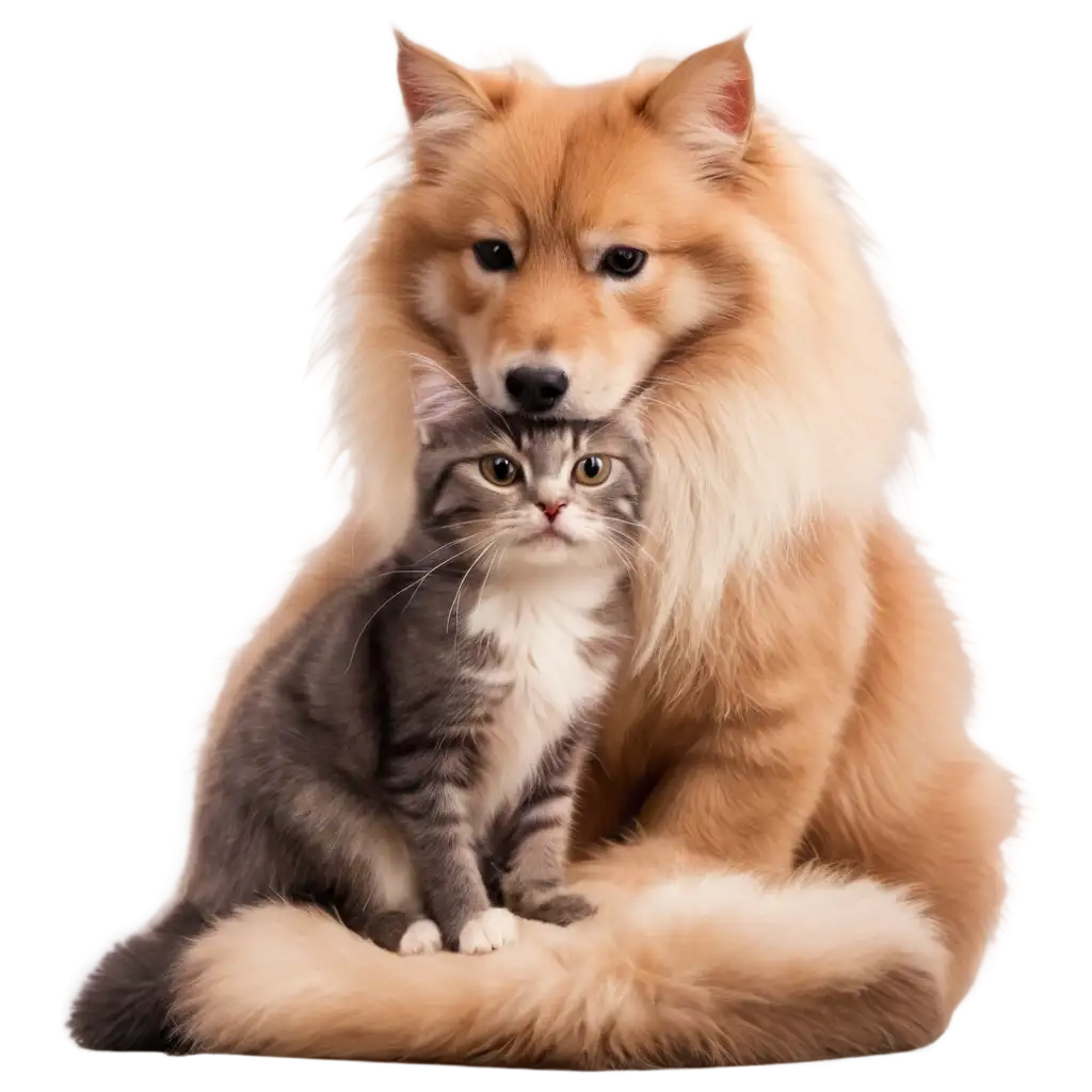 Heartwarming-Fluffy-Cat-and-Dog-PNG-Image-Cozy-Moment-of-Affection