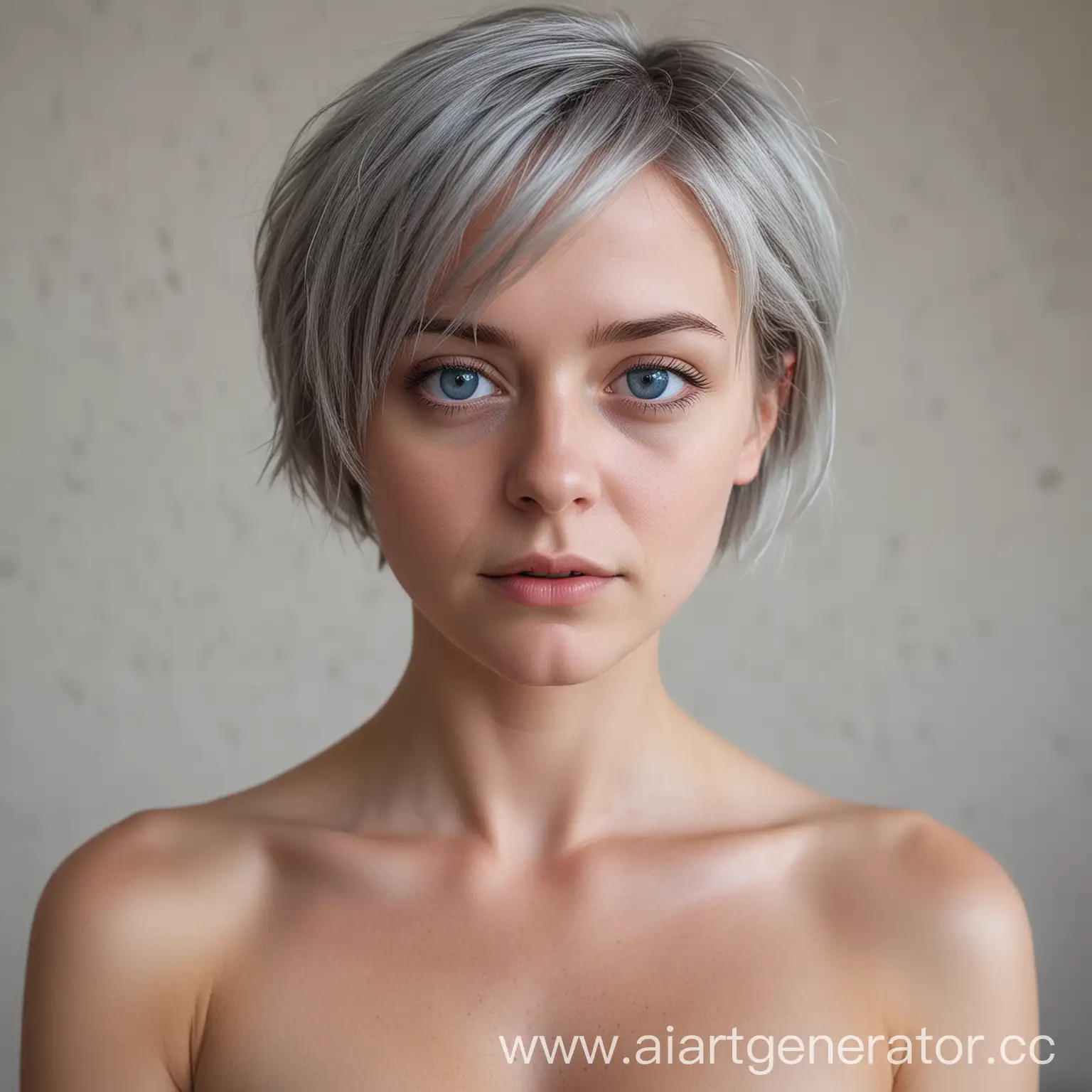 Portrait-of-a-Girl-in-Fetal-Position-with-Blue-Eyes-and-Short-Hair