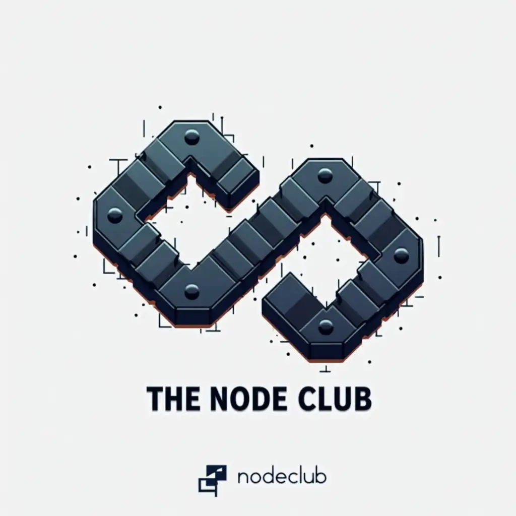 e a contemporary and sleek logo for "THE NODE CLUB". This logo should feature 3 to 5 links of a chain composed of small blocks to signify the concept of "Blockchain" in the cryptocurrency realm. The design needs to be visually appealing and innovative.

Key Requirements:
- The logo must have a modern and sleek aesthetic
- It should utilize a metallic shades color scheme
- The design should be suitable for use on a website and social media platforms
