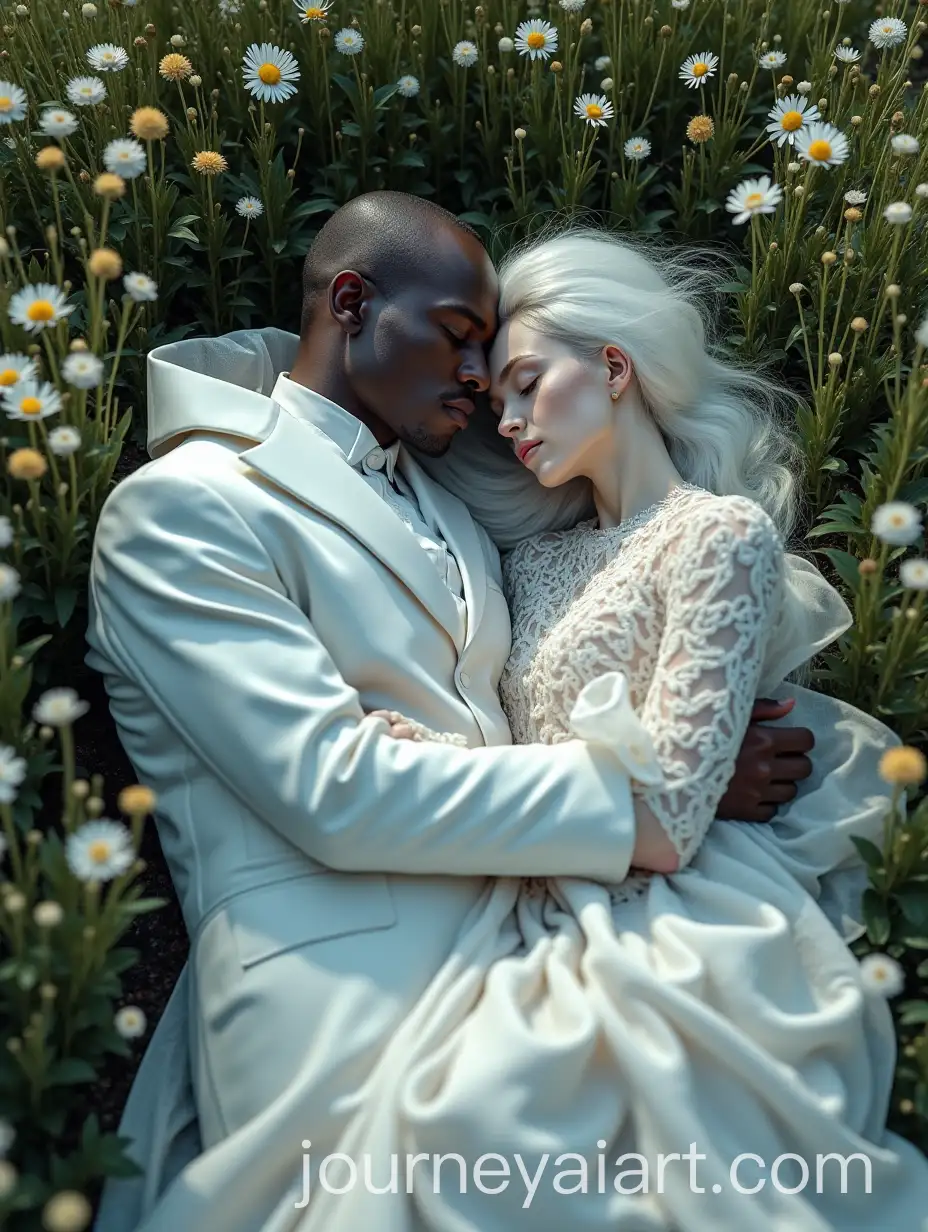 AvantGarde-Fashion-Models-in-Flower-Field-White-and-Black-Haute-Couture