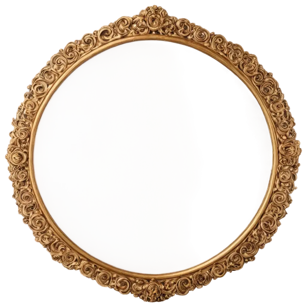 Ornate-Golden-Round-Mirror-PNG-for-Elegant-Design-and-Decoration