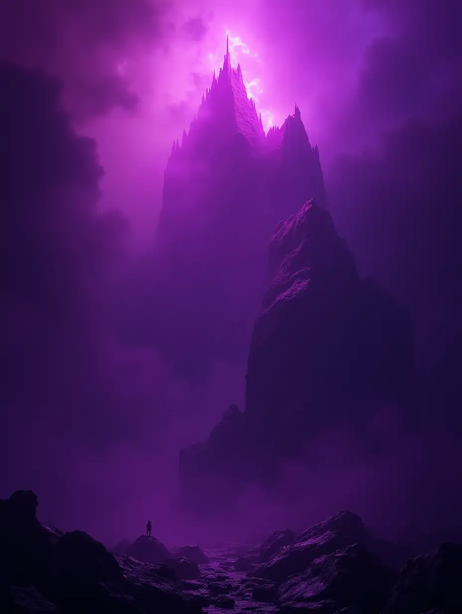 purple background with black, fantasy and with rock touches, as if it were a poster of an epic rock concert