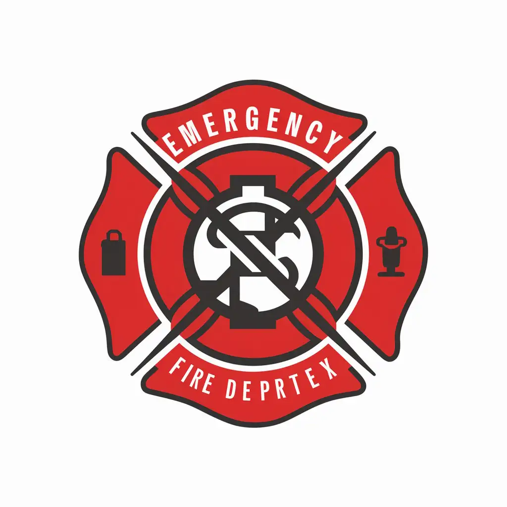 a vector logo design,with the text "emergency", main symbol:fire department,complex,clear background