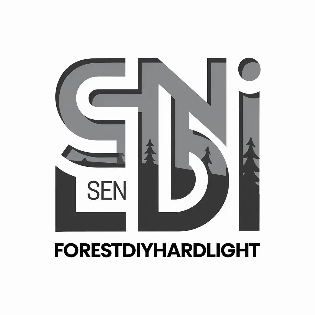 LOGO-Design-for-ForestDIYHardLight-Acrylic-Industry-Emblem-with-Sen-Di-Symbol-and-Clear-Background