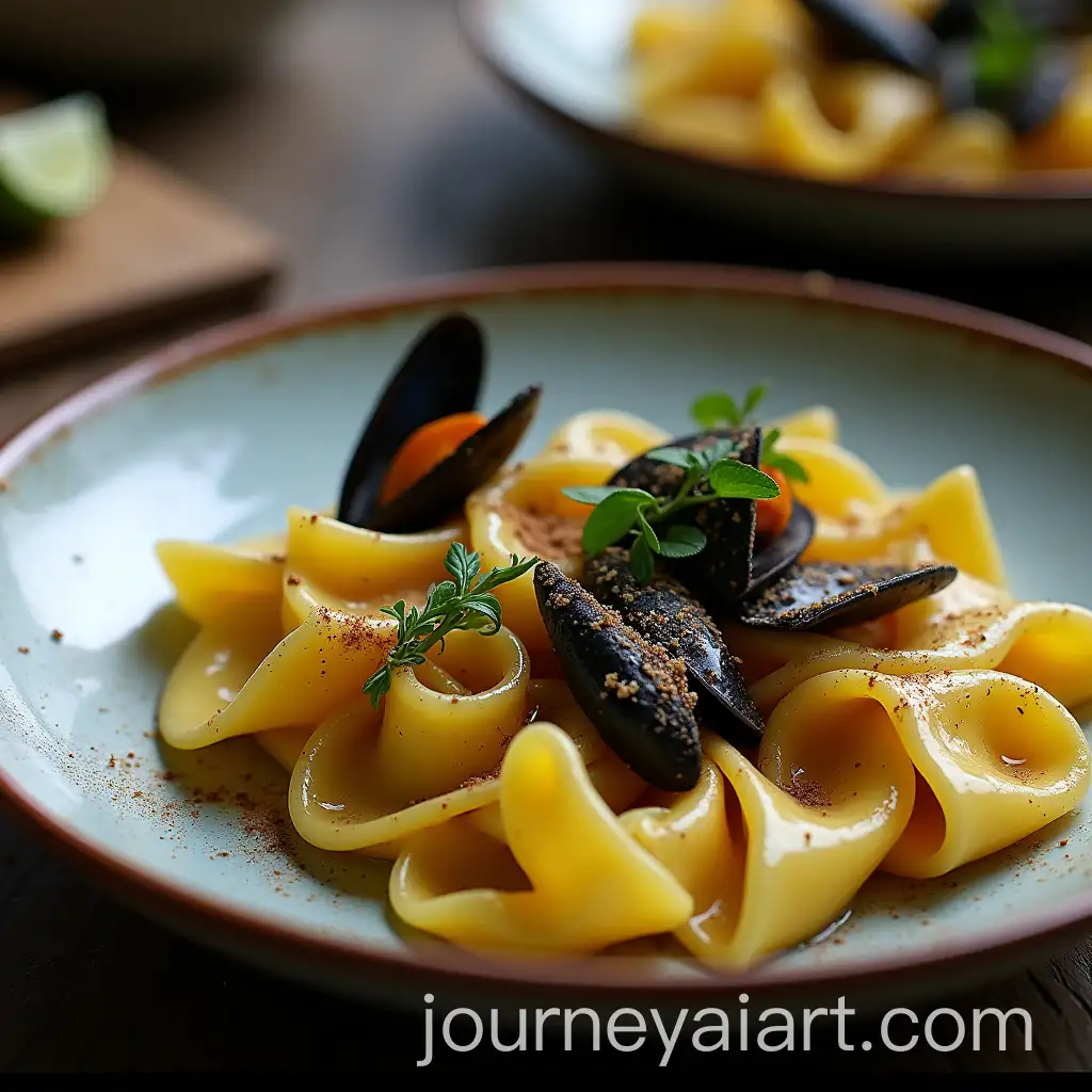 Cavatelli-Pasta-with-Fresh-Mussels-and-Extra-Virgin-Olive-Oil-on-Rustic-Plating