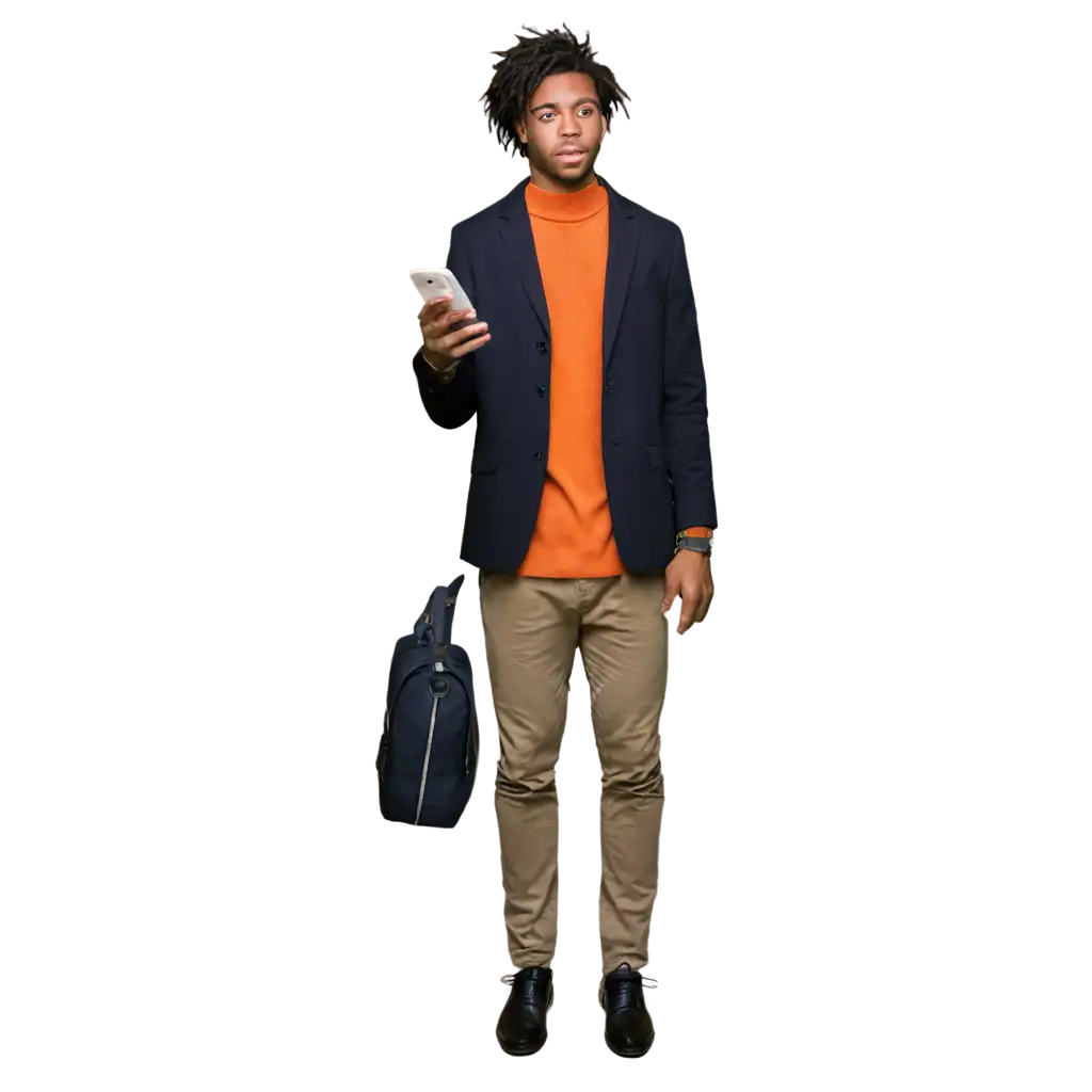 Young-Black-Person-with-Cellphone-PNG-Image-Capturing-Modern-Connectivity