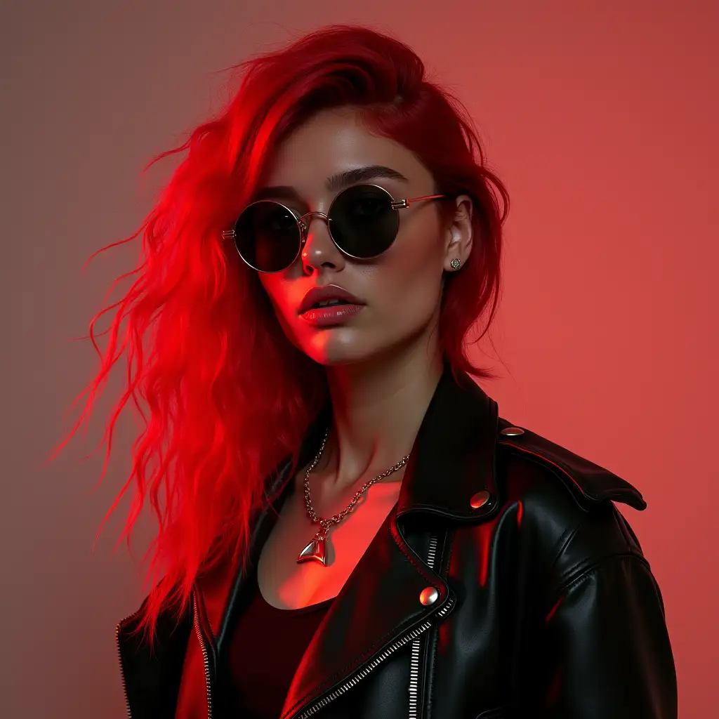 With red hair in rap style