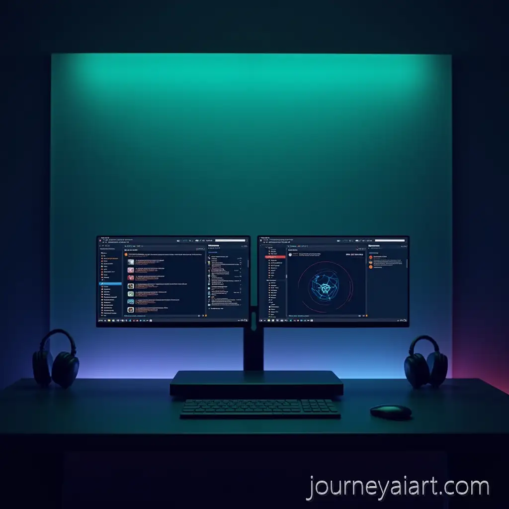 Futuristic-Minimalist-Tech-Studio-withModern-tech-studio-setup-Dual-Monitors-and-Ambient-Lighting