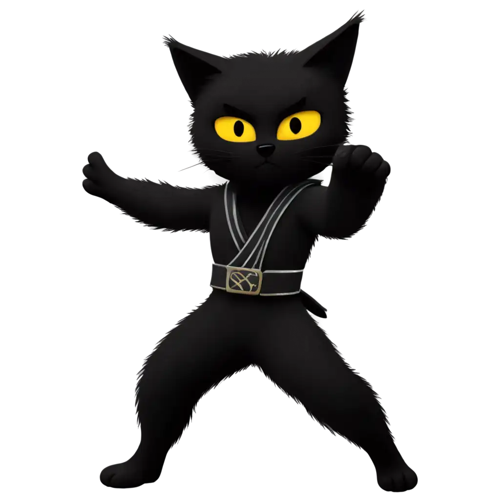 Black furry cat ninja