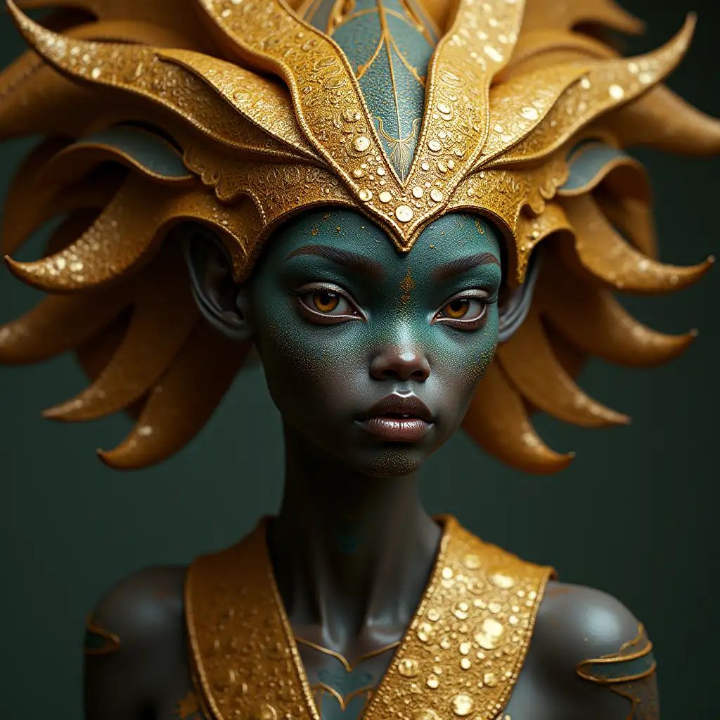 Hyper-Realistic-African-Humanoid-Alien-with-Intricate-Golden-Headdress