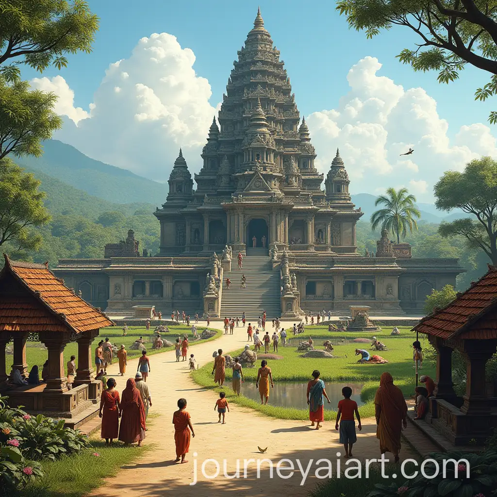 Early-Singasari-Kingdom-Temple-with-Vibrant-Village-Life