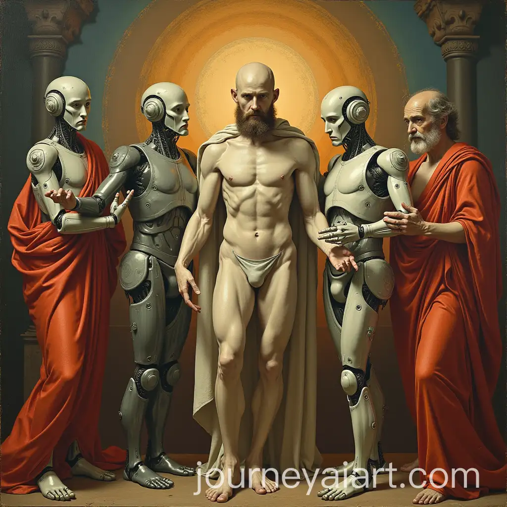 Humanoid-Robots-in-Michelangelos-Creation-of-Adam-Style-Painting
