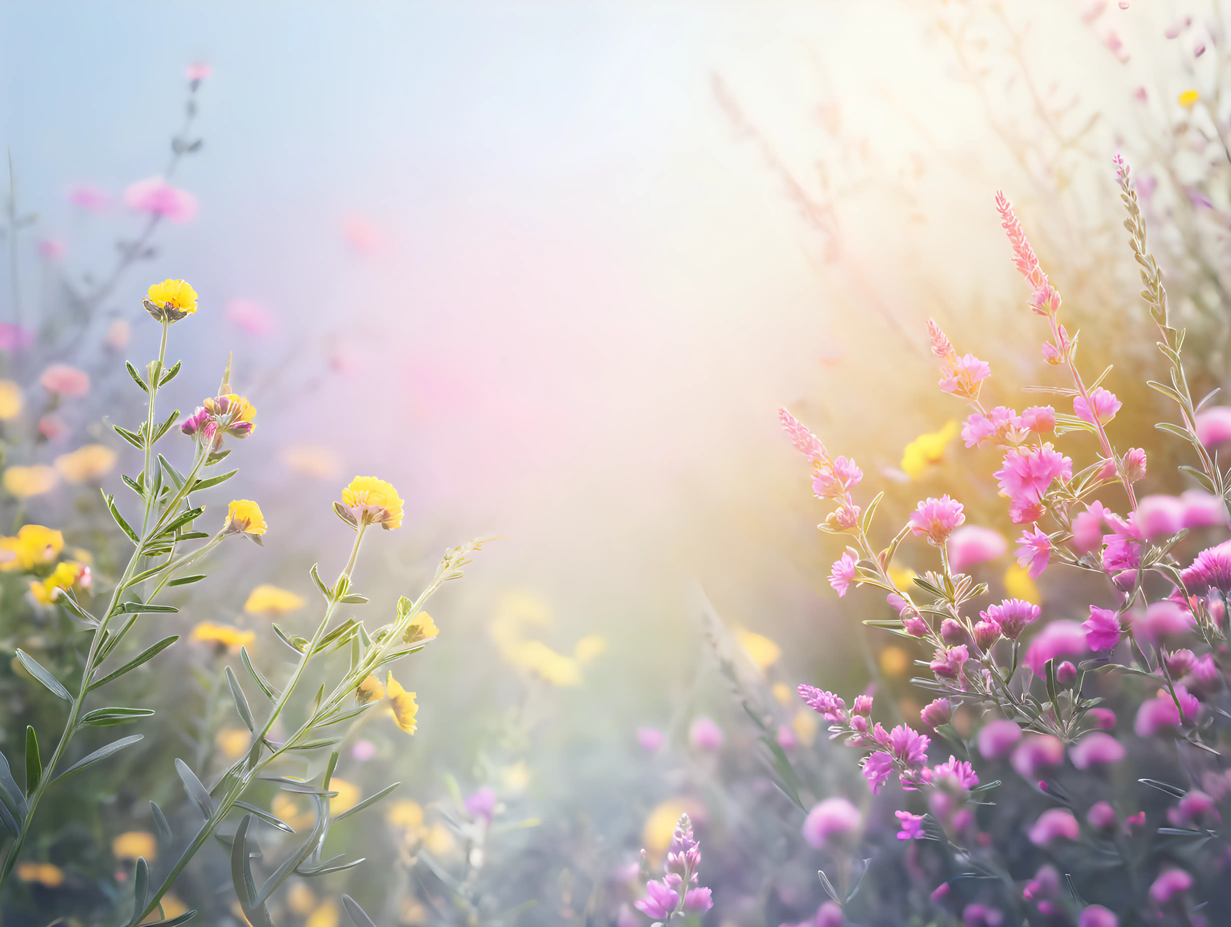 Digital Photography Background with Pink and Yellow Wildflowers