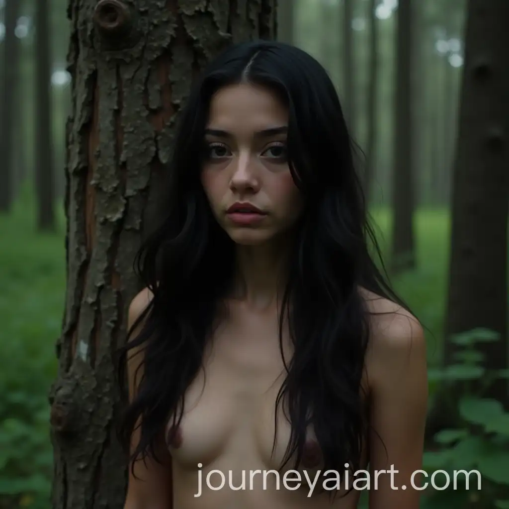 EighteenYearOld-Spanish-Girl-Standing-Sadly-in-a-Forest