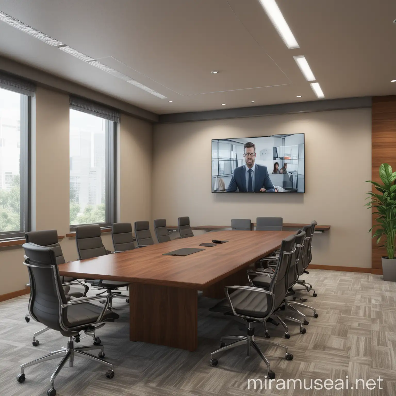 Empty Business Video Conference Room in Realistic Style