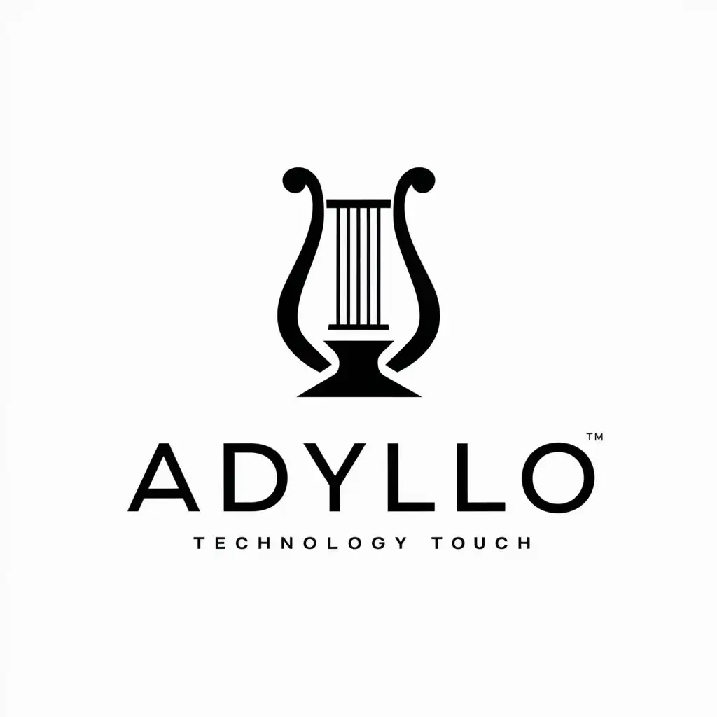 LOGO Design for Adyllo Minimalistic Lyre Symbol for Technology Industry with Clear Background