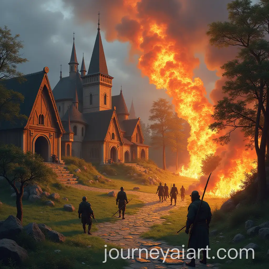 Fantasy-Hobbits-Destroying-and-Burning-Village
