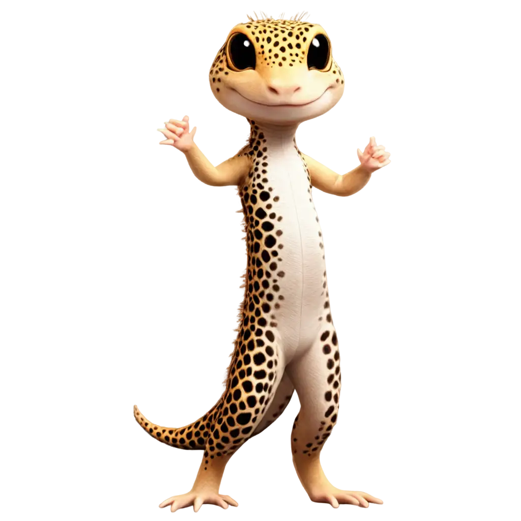 Create a png of a leopard gecko with a thumb up with thank you well attached