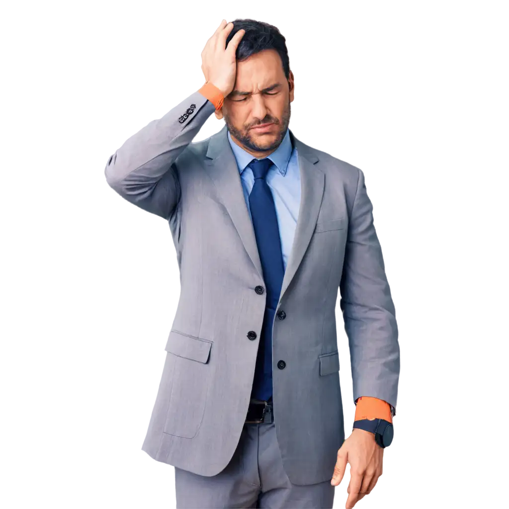 Frustrated-Business-Owner-Rubbing-Their-Forehead-HighQuality-PNG-Image-for-Business-and-StressRelated-Themes