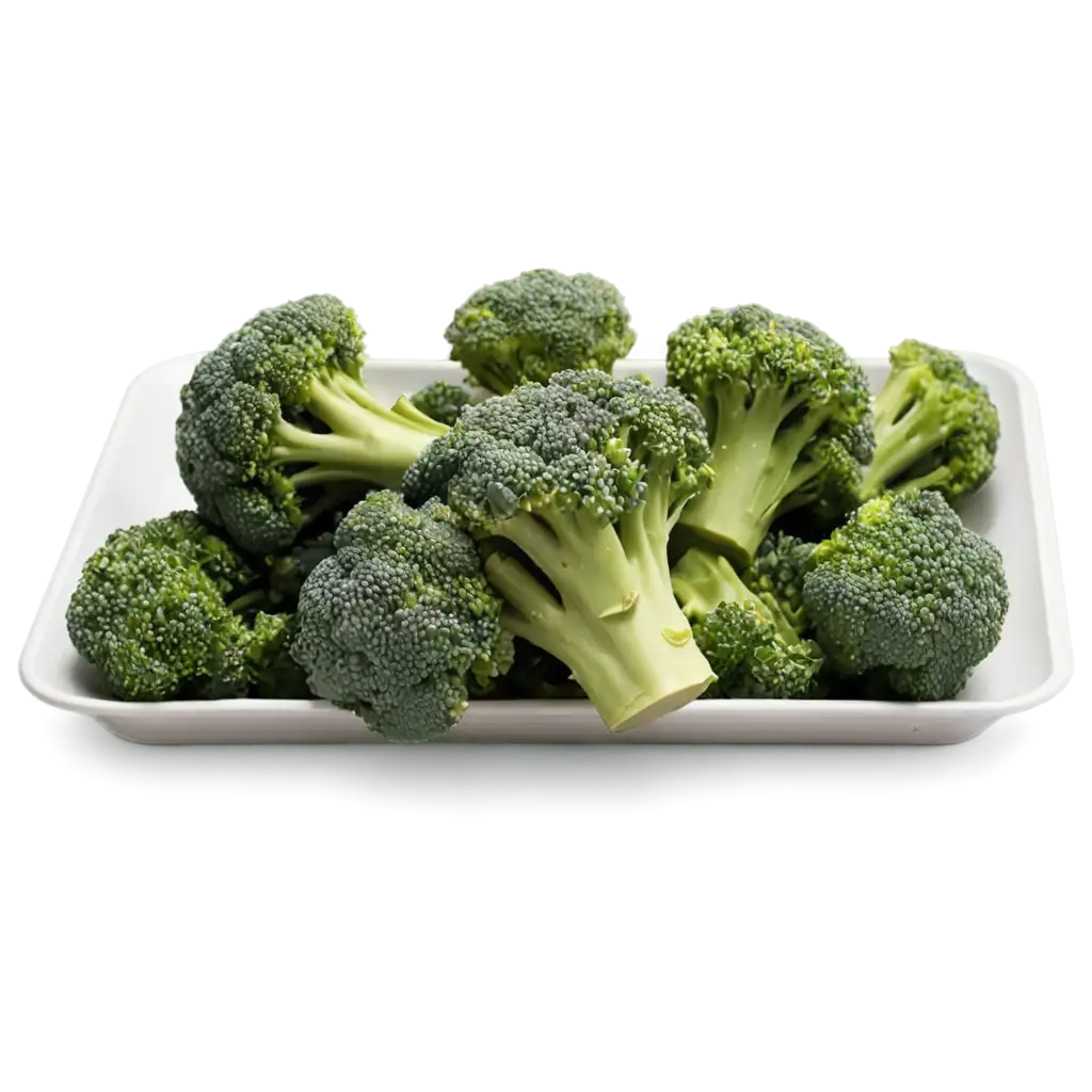 ONLY RAW BROCCOLI ON A WHITE TRAY FOR SALE