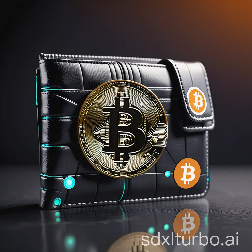 A robotic wallet with the Bitcoin symbol