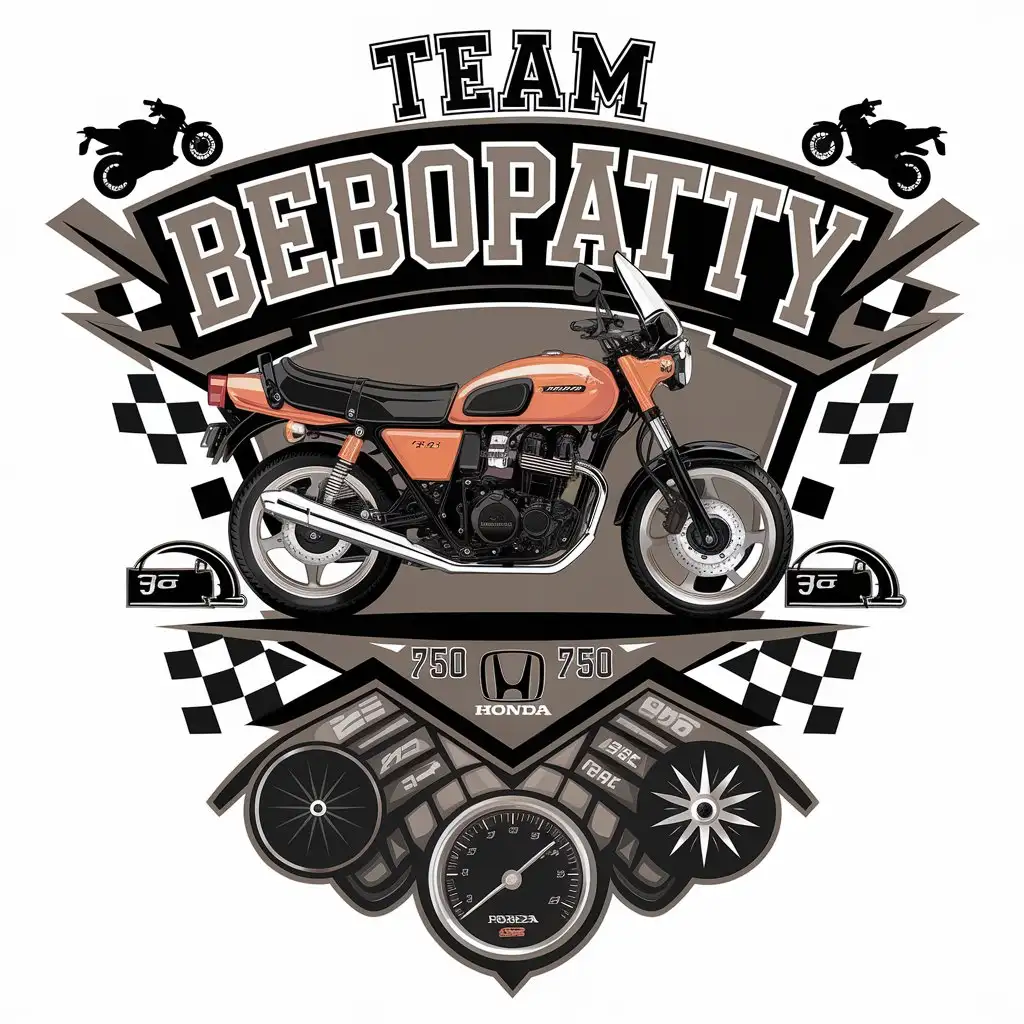 a vector logo design,with the text "Team BeboPatty", main symbol:Honda Forza 750 ,complex,clear background