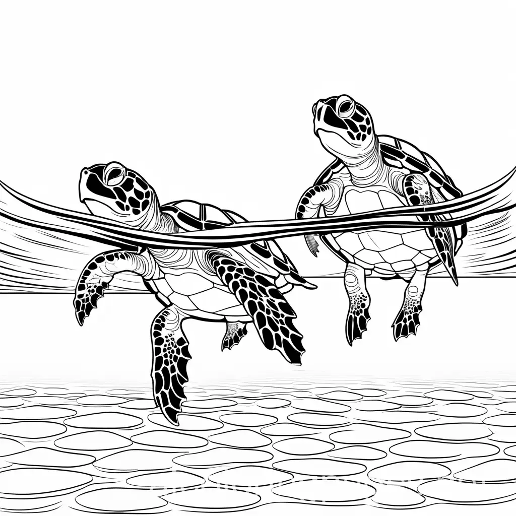 Two-Teenage-Turtle-Characters-Swimming-in-a-Pool-Coloring-Page