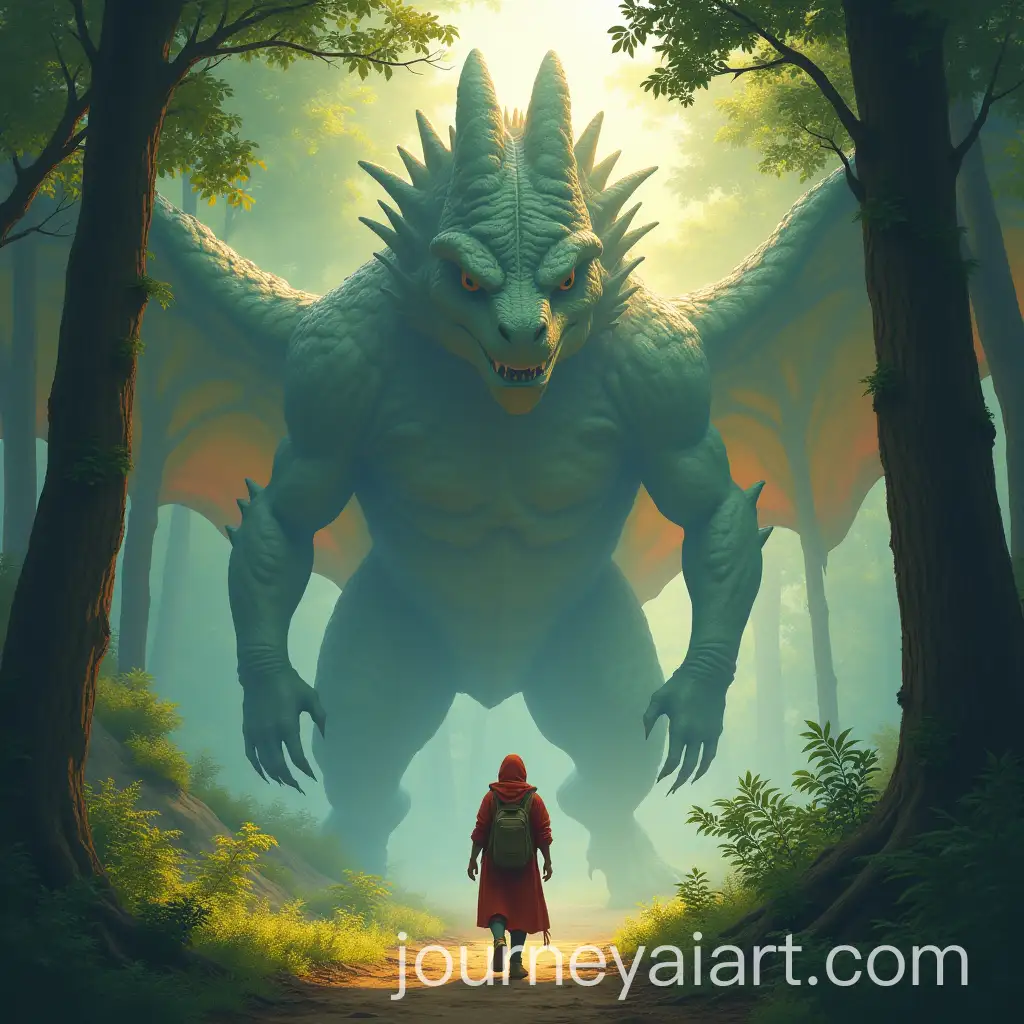 Ahmed-Encountering-a-Huge-Dragon-in-the-Forest