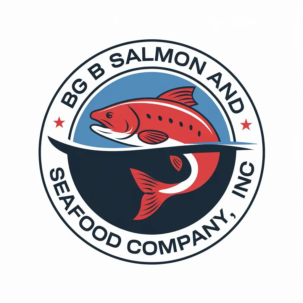 LOGO Design for BGB Salmon and Seafood Company Red Salmon Blue Ocean Theme