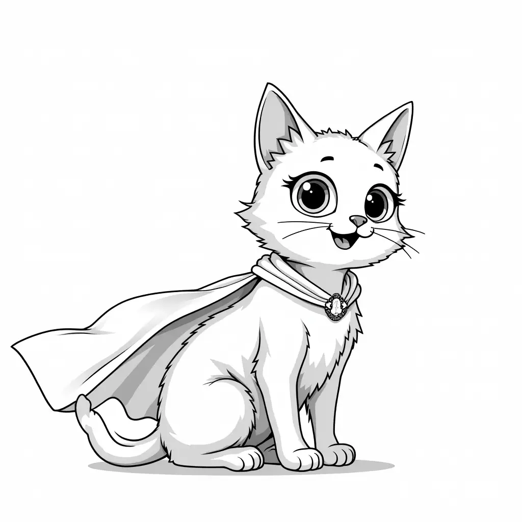 Superhero-Cat-in-Coloring-Book-Style-Black-and-White-Detailed-Illustration