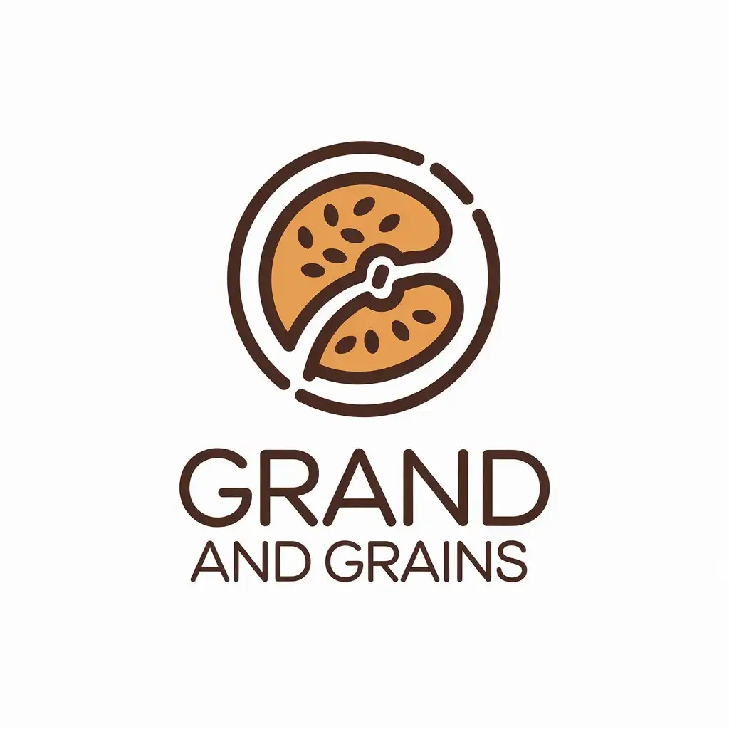 LOGO Design for Grand and Grains Modern Circle Logo with Earth Tones and Baking Heritage