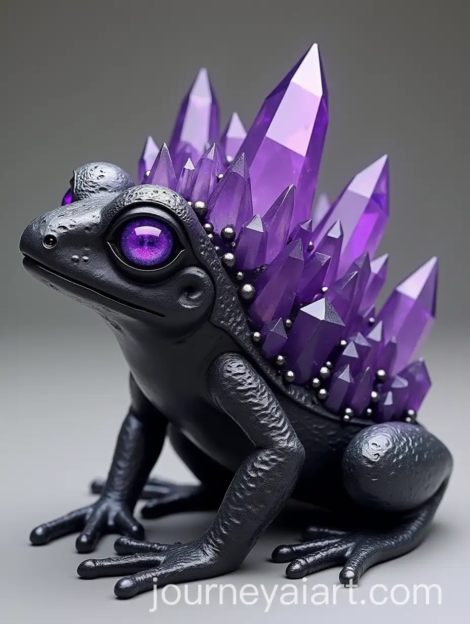 Obsidian-Guiro-Frog-Figurine-with-Purple-Crystals-and-Silver-DecorationsAI-Art-Prompt-Expansion