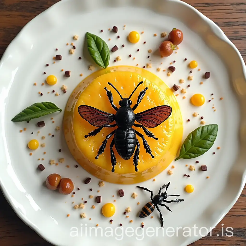 Closeup-of-an-Artistic-Insect-Dish-Presented-as-Fine-Cuisine