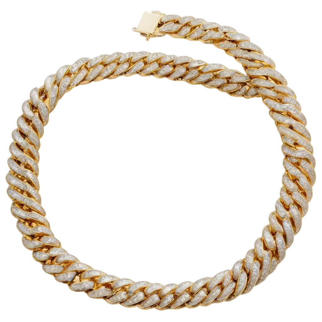 Stunning-Gold-Diamond-Encrusted-Cuban-Link-Necklace-PNG-for-Luxurious-Visuals