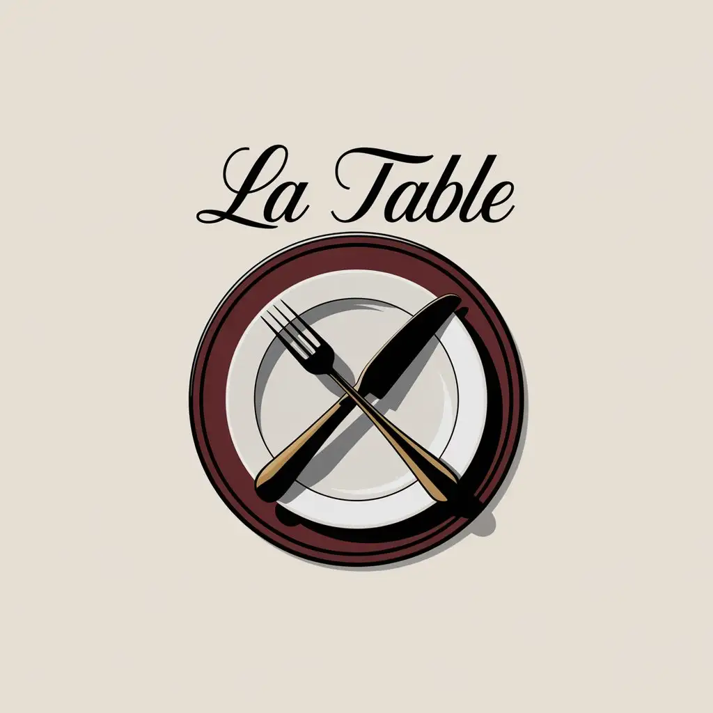 LOGO Design for LA TABLE 3D Circular Design with Sophisticated Colors for a Restaurant