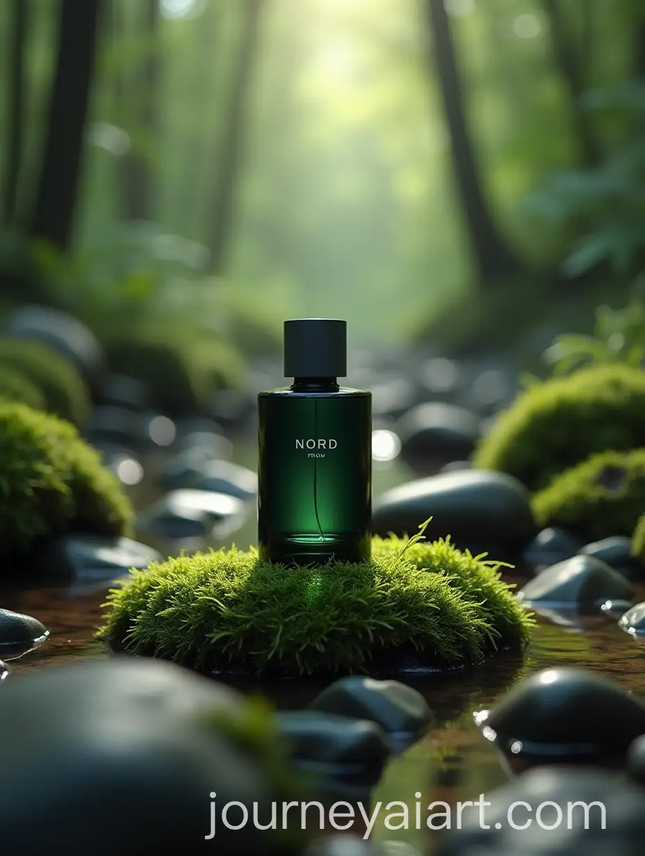 PerfAI-Image-Prompt-Expansionume-Bottle-Nord-on-Moss-in-a-Tranquil-Forest-Stream