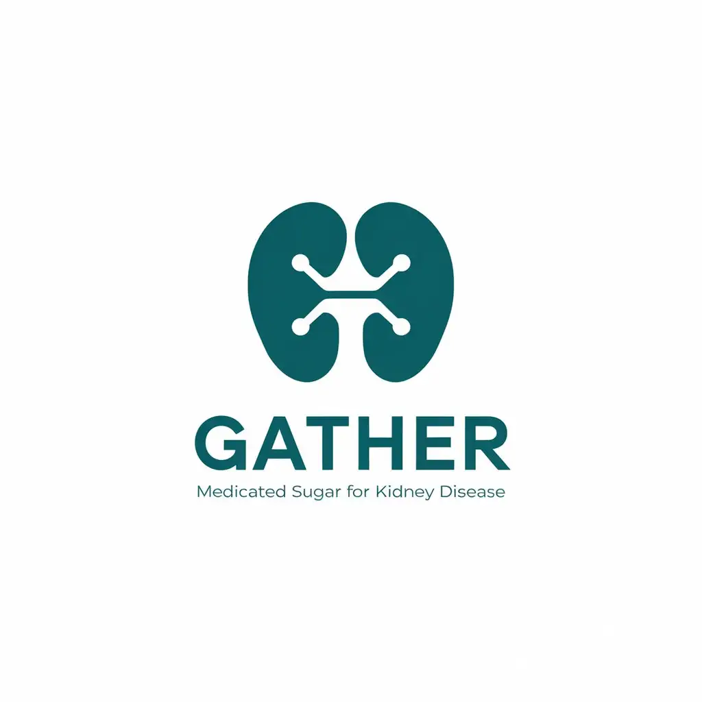 a vector logo design,with the text "Gather medicated sugar for kidney disease", main symbol:kidney,Moderate,be used in Medical Dental industry,clear background