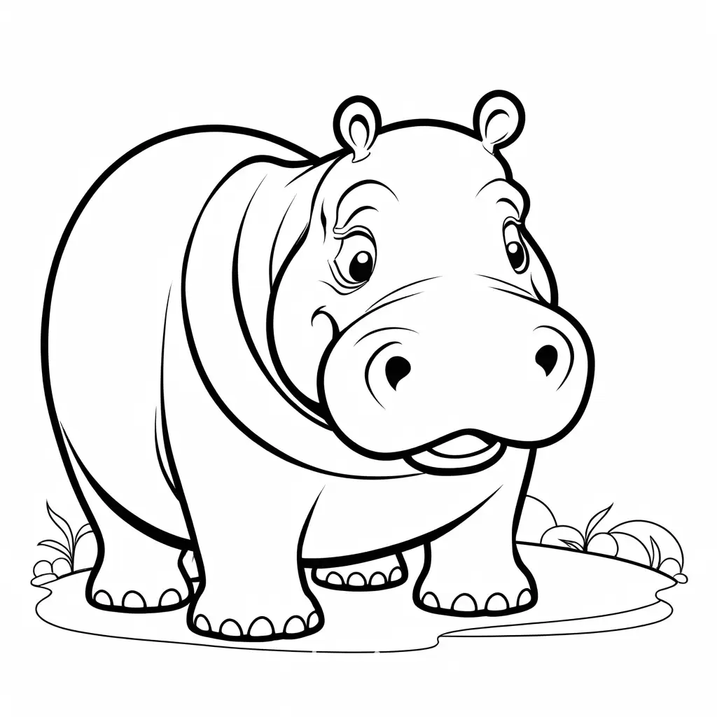 Charming-Hippo-Coloring-Page-with-Simple-Line-Art