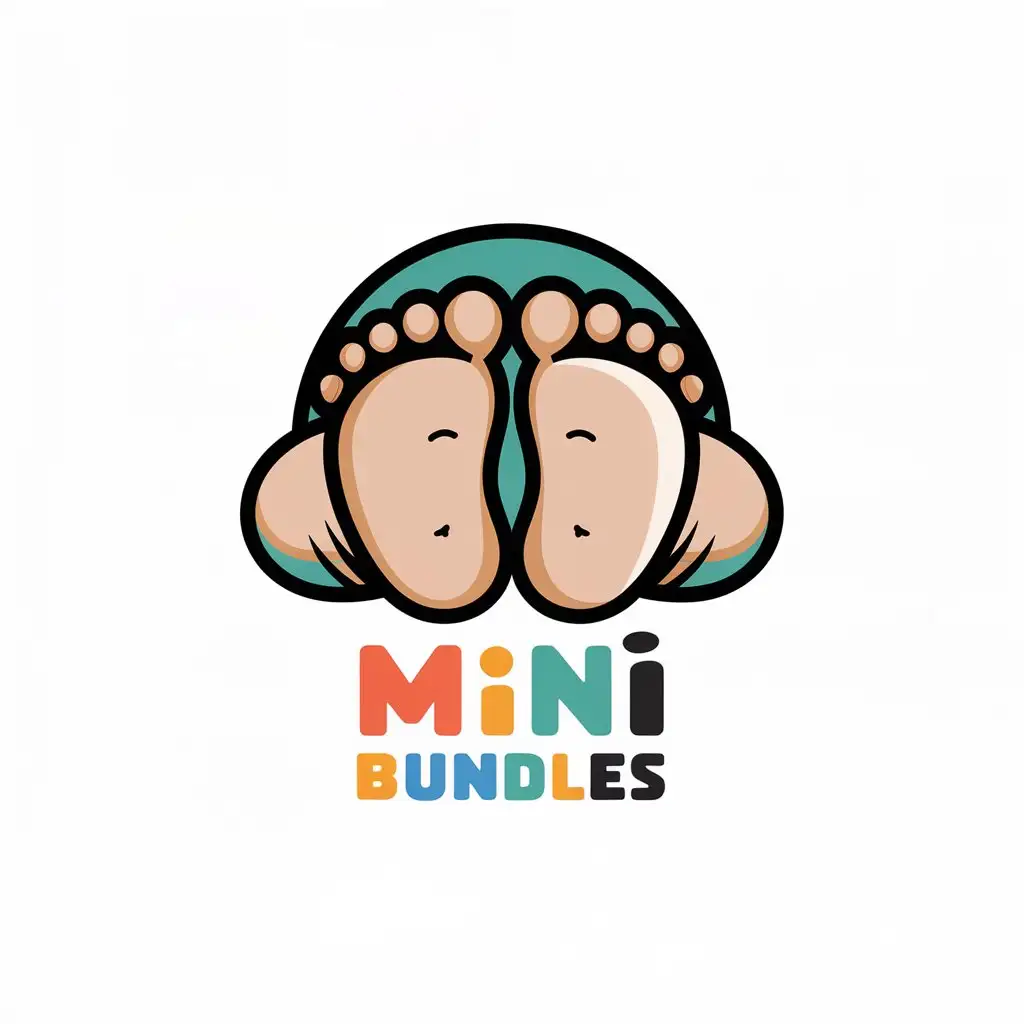 LOGO Design for Mini Bundles Playful Childs Feet with Transparent Background and Mixed Colors