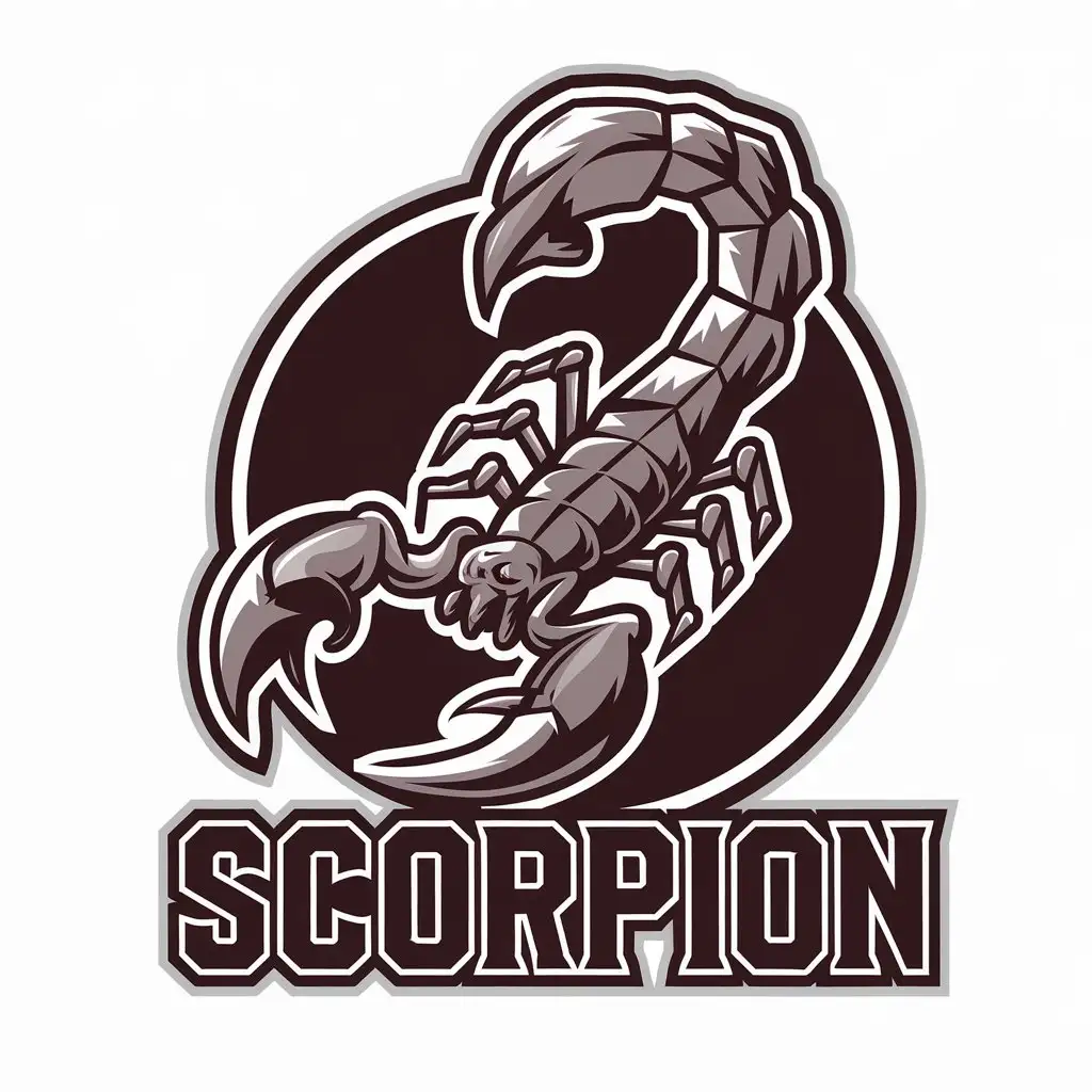 a vector logo design,with the text "Scorpion", main symbol:Weapon,complex,be used in Retail industry,clear background