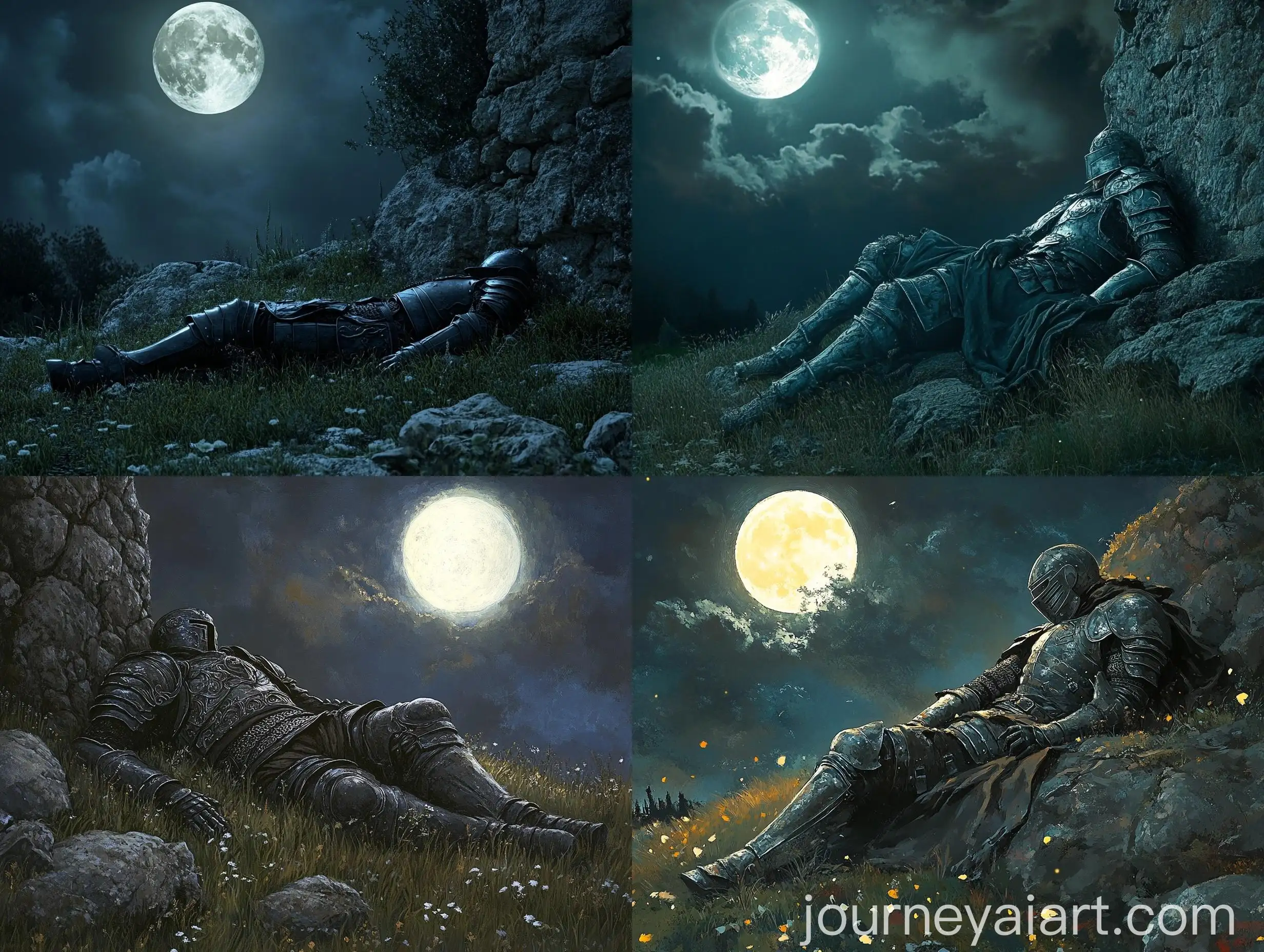 Dark-Fantasy-Knight-Sleeping-by-Moonlight