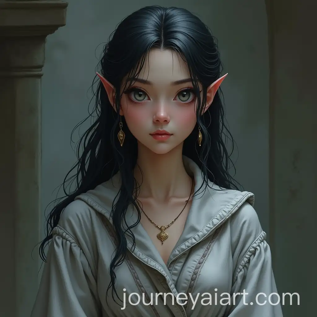 MiddleAged-Female-HalfElf-Wizard-in-Silver-Robe-of-Eyes