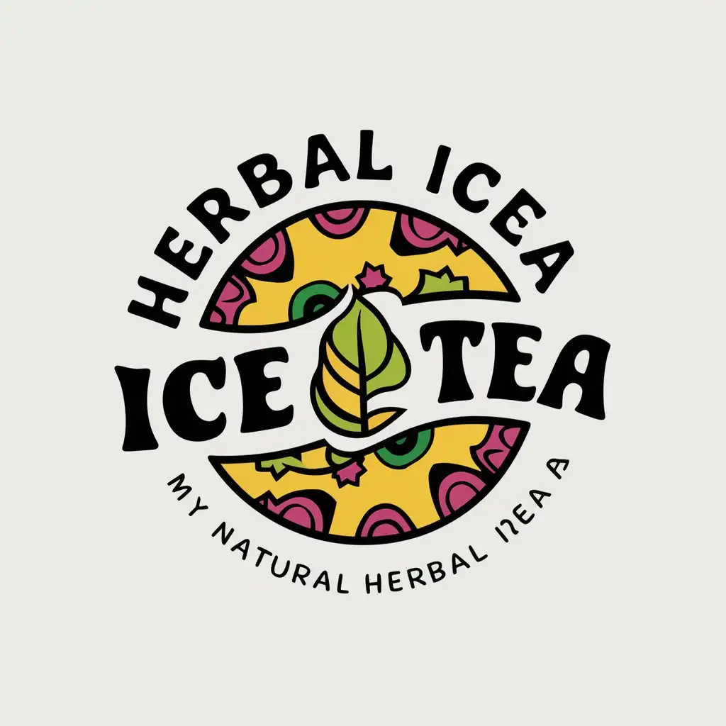 LOGO Design For Herbal Ice Tea Playful Hippie Theme with Psychedelic Patterns