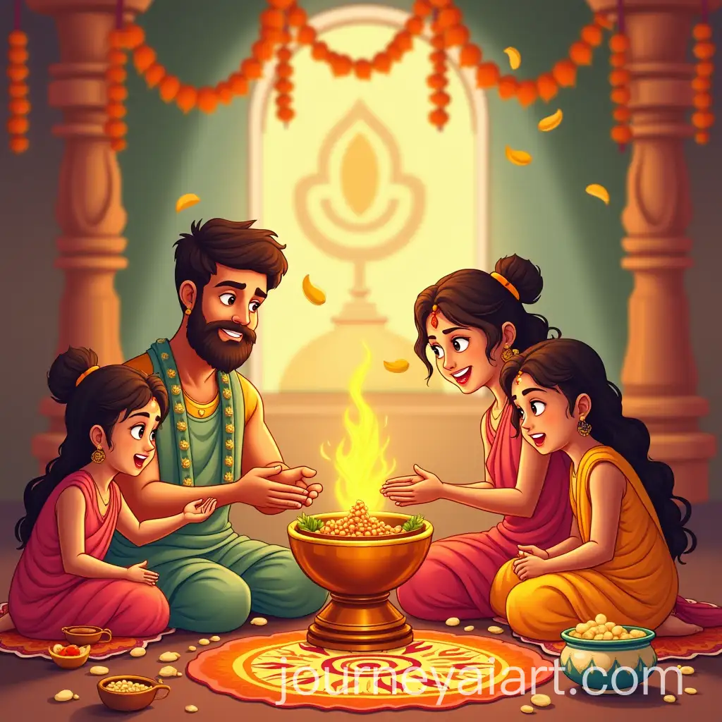 Family-Celebrating-Labh-Pancham-with-Traditional-Rituals-and-Festive-Decorations