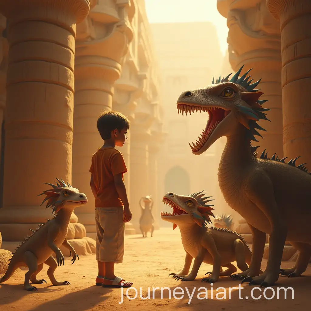 Egyptian-Boy-Encountering-Seven-Mystical-Creatures