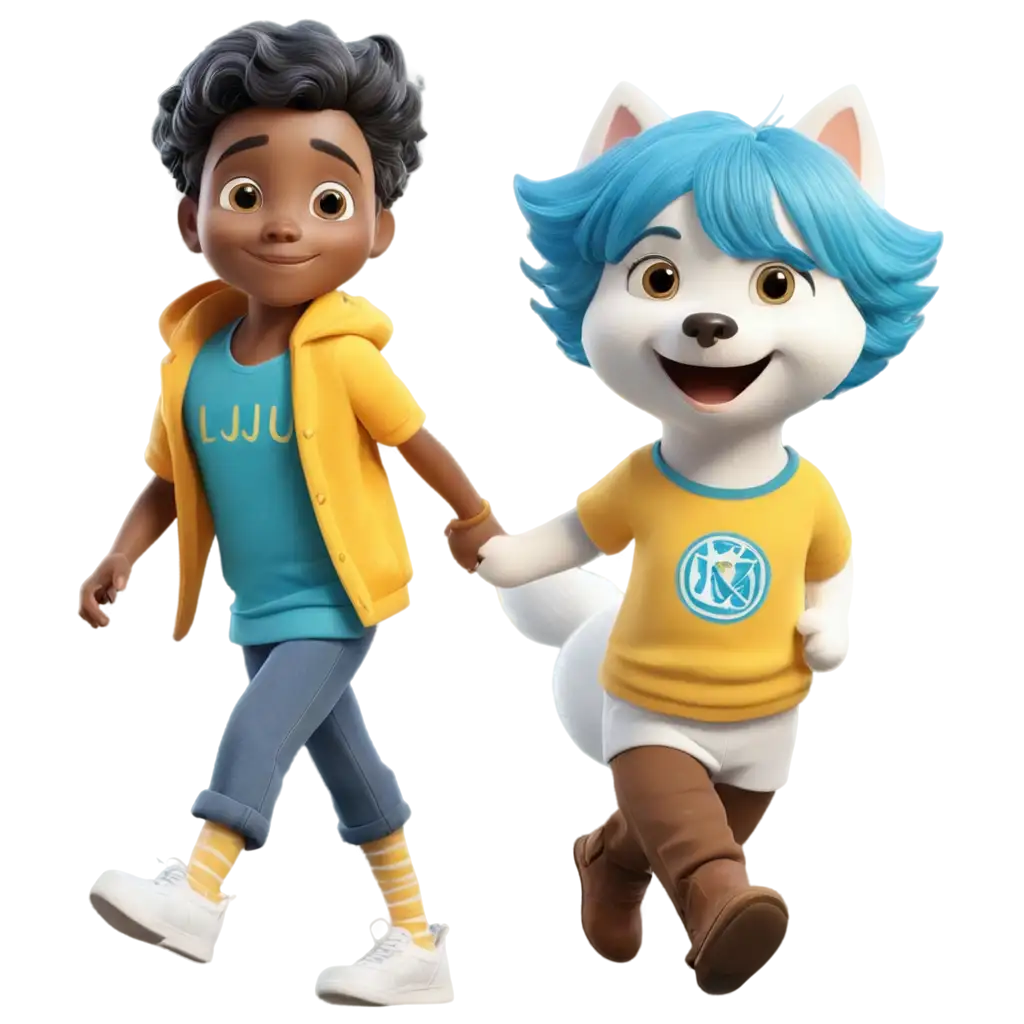 PNG-Image-Little-DarkSkinned-Boy-with-Blue-Hair-and-Lulu-from-Pulmerania-Dog-in-Yellow-Ferare