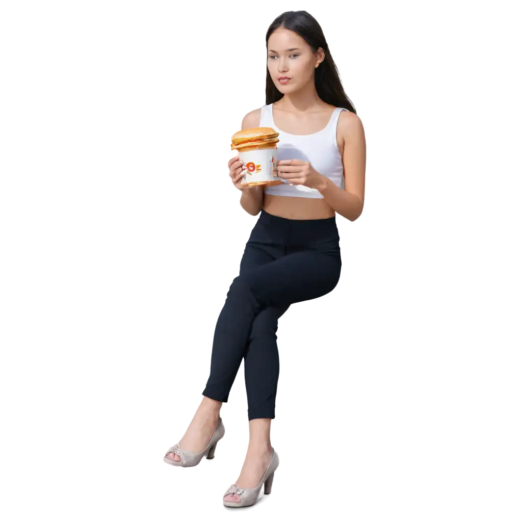 Beautiful-Girl-Eating-Fast-Food-PNG-Image-HighQuality-Versatile-Design