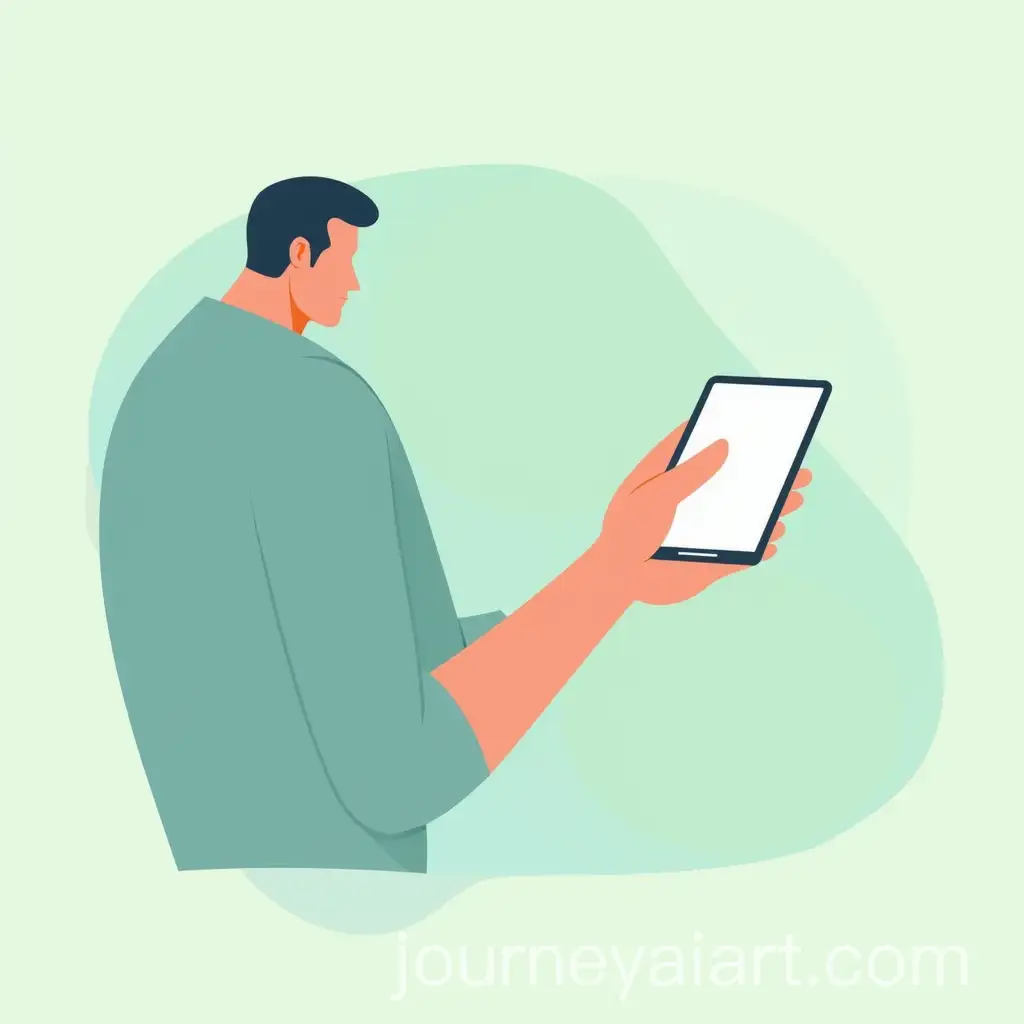 Person-Tapping-Smartphone-with-Abstract-Green-and-Blue-Background